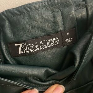 7th Avenue Deep Green Faux Leather Midi Skirt
